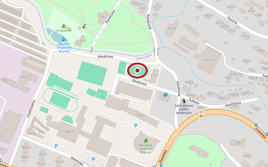 Mapa – venkovní hřiště SPŠaOA v Bruntále